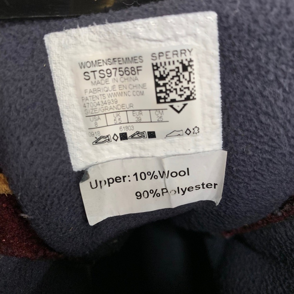 Sperry Women's Saltwater Duck Boots Quilted Wool‎ Burgundy Navy STS97568F Size 8 - Picture 11 of 12